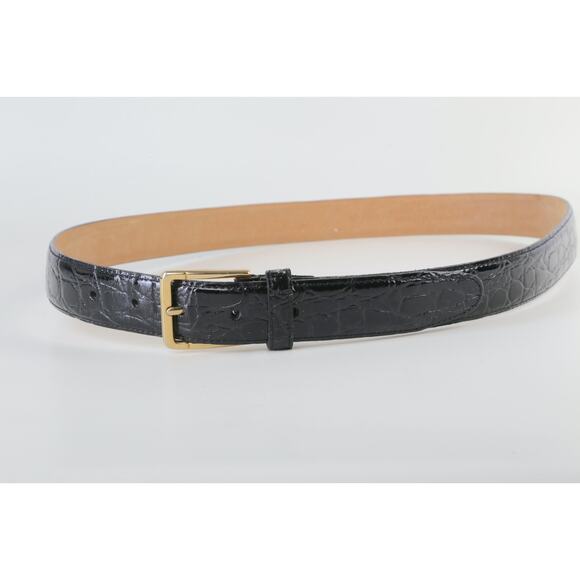 Vintage Black Croco Print Leather Classic Buckle Waist Belt Size 38 / 95 main image 9